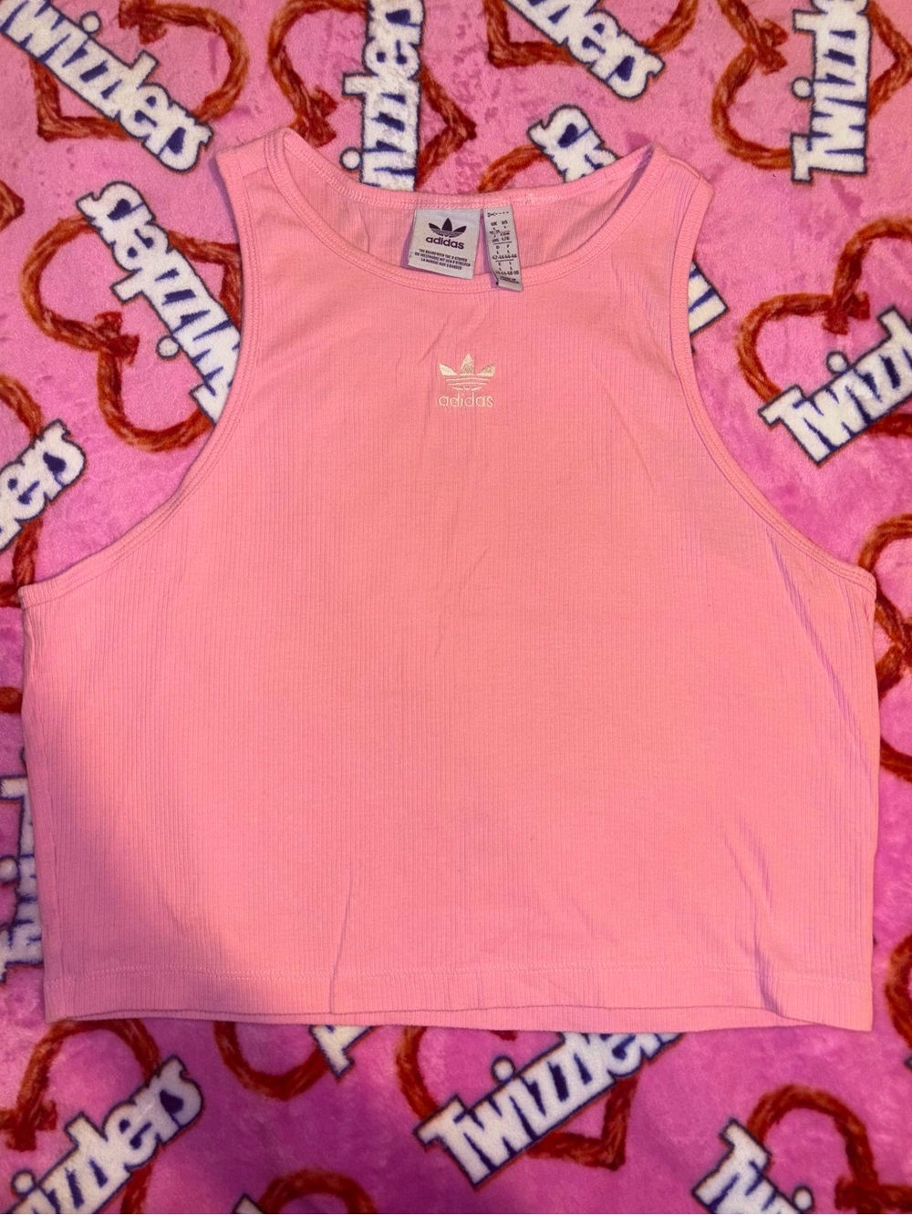 🎀 Adidas Baby Pink Ribbed Tank Top 🌸✨